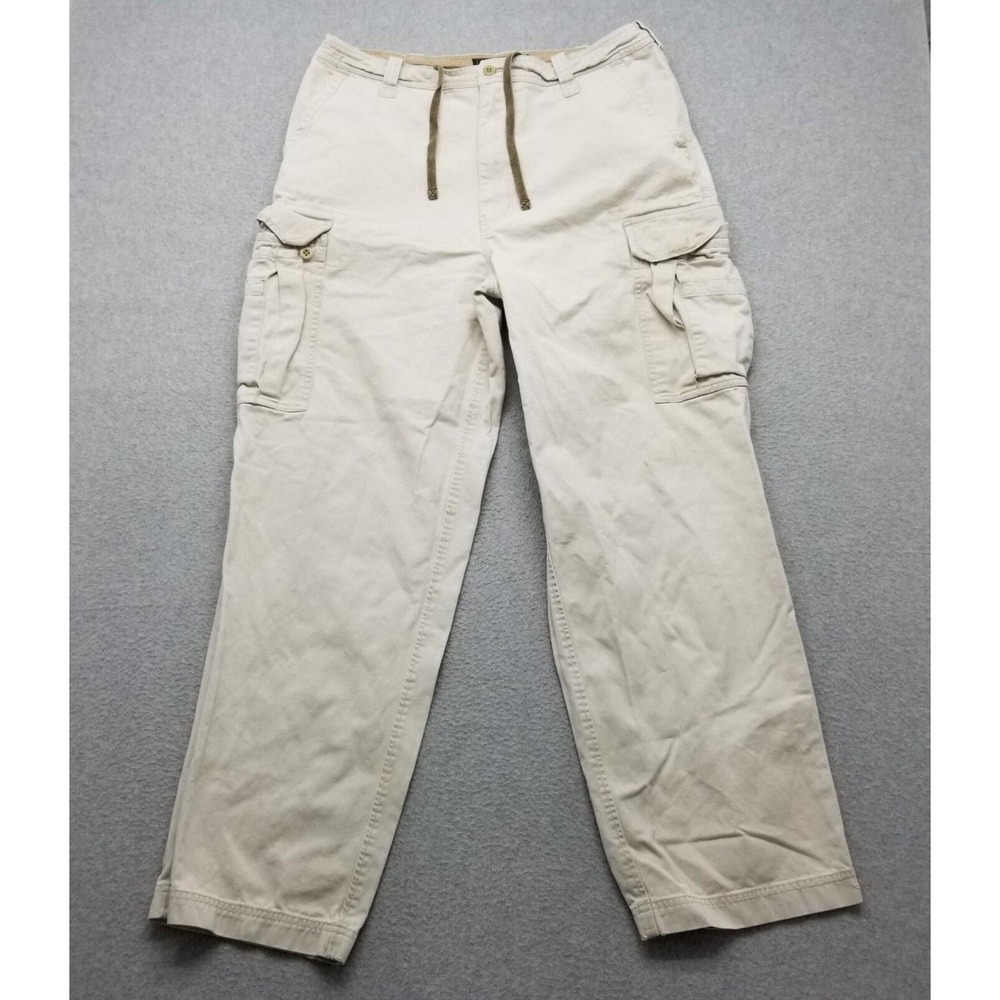 Abercrombie & Fitch Cargo Pants Mens 36x32‎ Ivory Baggy Pockets Paratrooper